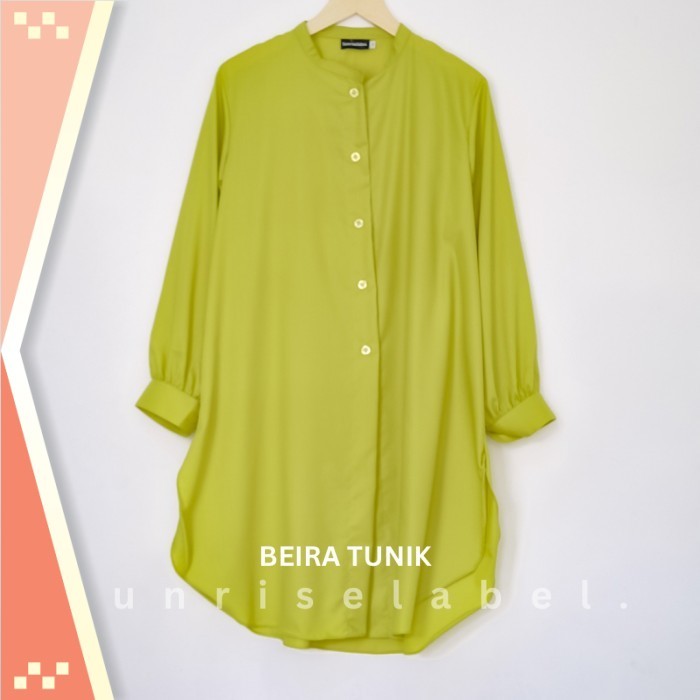 Promo Murah Pakaian Wanita Tunik Cantik PRemium / BEIRA TUNIK KATUN TOYOBO SUNRISELABEL - LIME, S