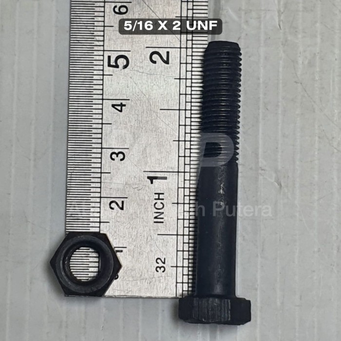 Baut Mur Baja Grade 8.8 UNF 5/16 x 2 drat halus