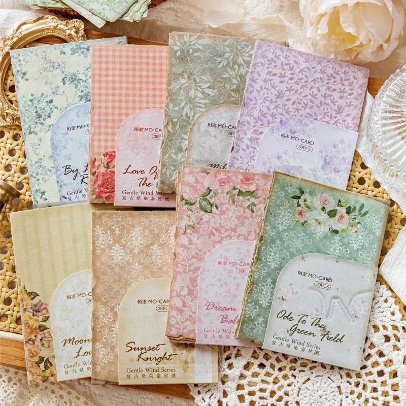 

Mr. Paper 8 Style 30 Pcs/pack Lightweight Paper Material Paper Vintage Smudged Floral Handbook Decoration Decorative Base Papers