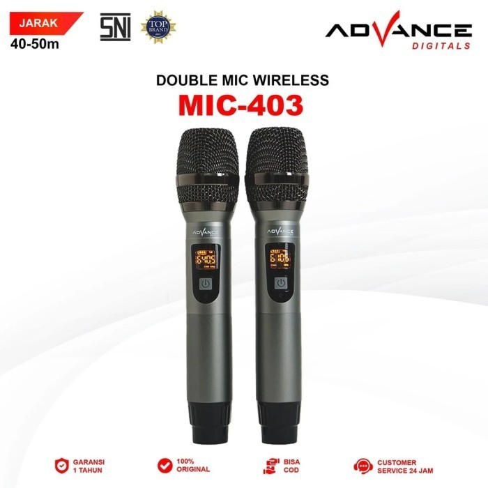 Advance Mic Wireless Microphone Mic doue (Batrei dapat di Charger )U Dital mikropon duel+Case 403