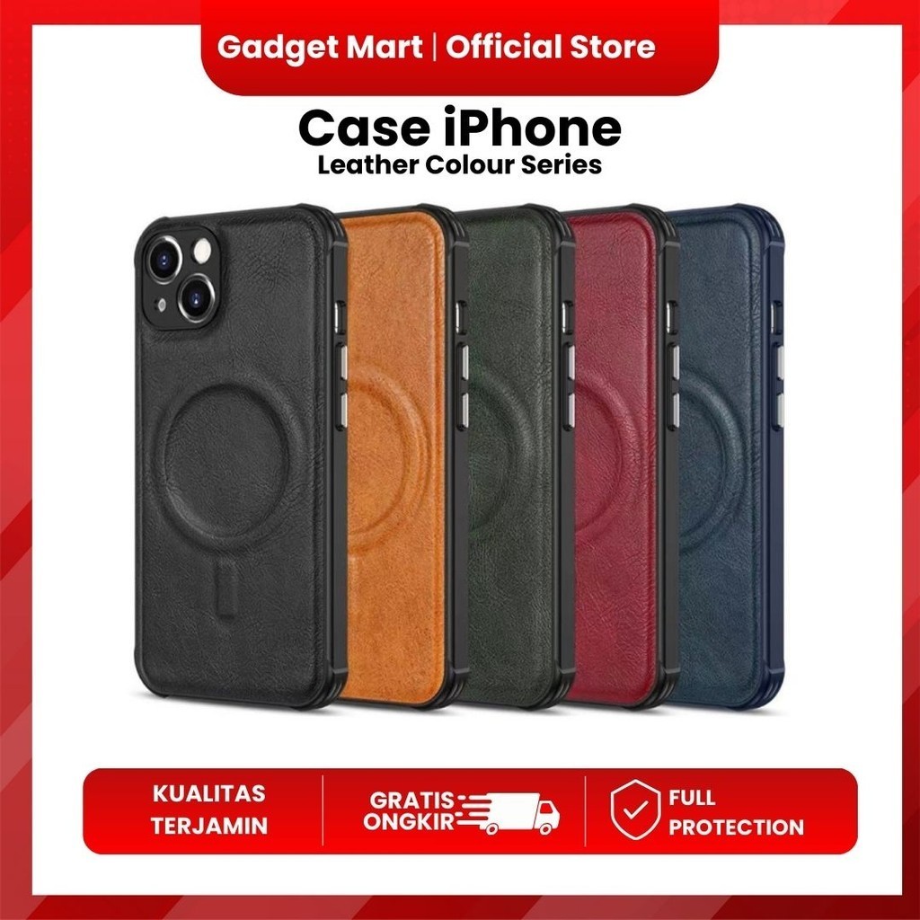Case iPhone Apple 11/12/13/PRO/PROMAX Magsafe Leather Colour Series