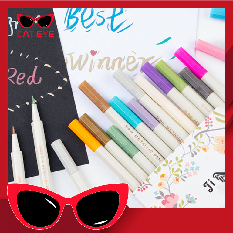 

PROMO - S6219 Spidol Warna Pena Aesthetic / Pena Kuas Metalik Kaligrafi / Dekor Brush Lettering Pen / Pulpen Metallic Warna-Warni