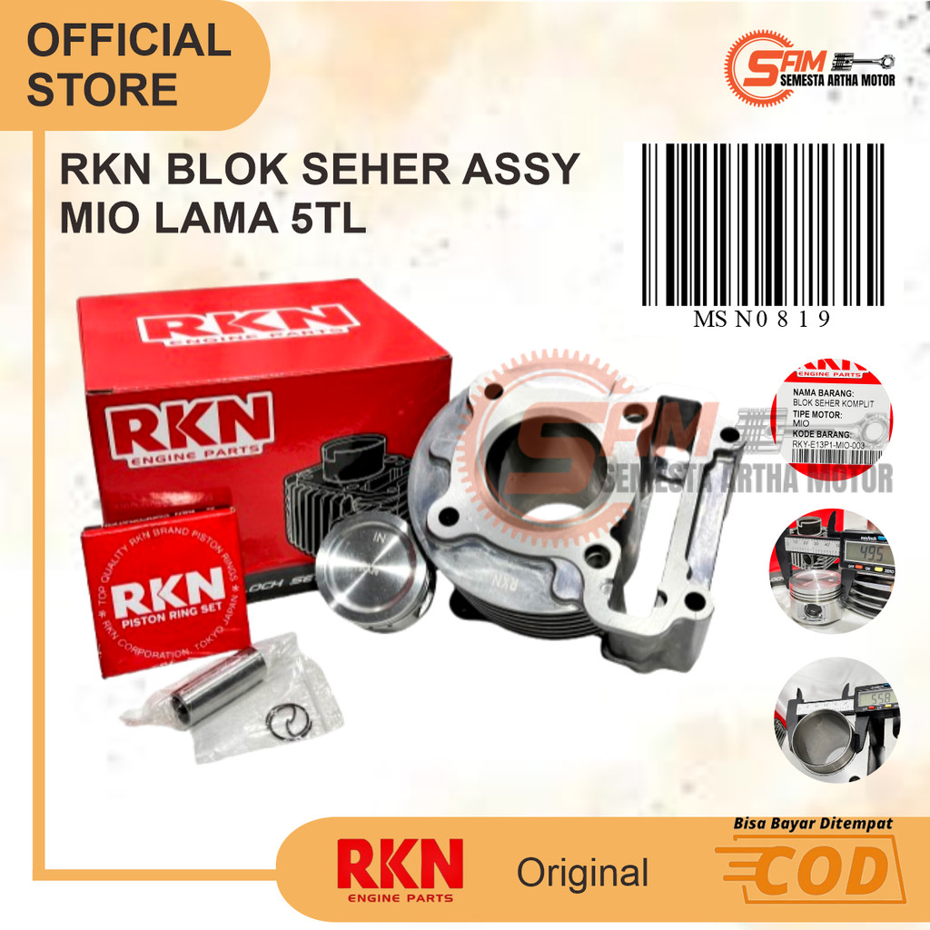 RKN Blok Boring Mio Sporty Smile Fino Karbu 5TL Seher Piston Kit Cylinder Assy Motor Yamaha Matic