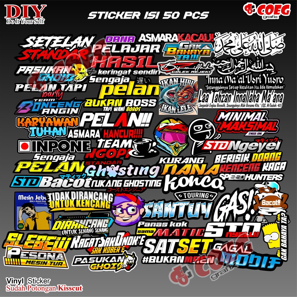 

50Pcs Stiker Vinyl Waterproof Kata-Kata Viral Racing CG125 – Keren & Unik! Cocok untuk Laptop, Koper, Buku Harian, Helm, Motor
