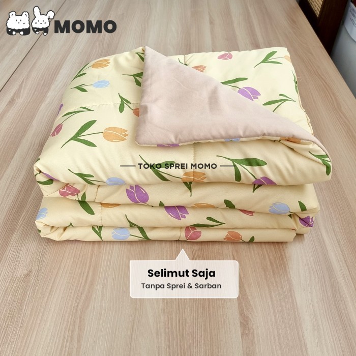 ⭐BISA COD⭐ Bedcover Single Lite Edition Motif Bunga MOMO - Tulip, Single 145x220