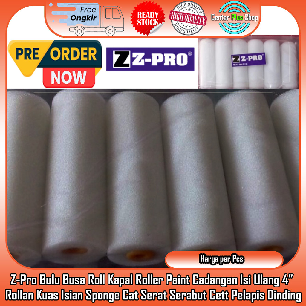 Z-PRO 110mm 4" Refill Isi Ulang Busa Roll Bulu Kecil Isi Rol Cat Dasar Minyak Air pengecatan Kuas Ba