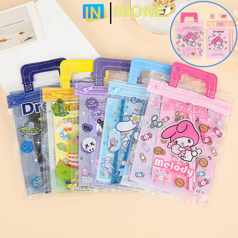

INONE - Alat Tulis Satu Set 6 in 1 Set Stationary Sekolah Karakter Kartun Kuromi Lucu Pouch Hadiah Anak Sanrio