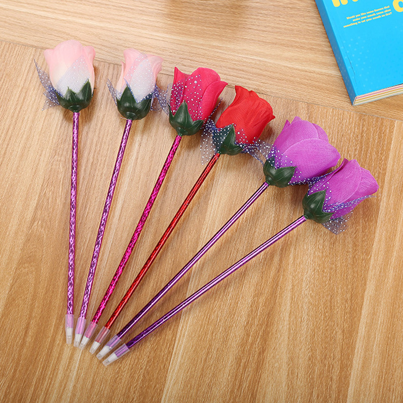 

20pcs/lot Creative Rose Flower Ballpoint Pen Stationery Student Cartoon Pen Valentine's Day Flower Pen Cute Learning Gift Prize