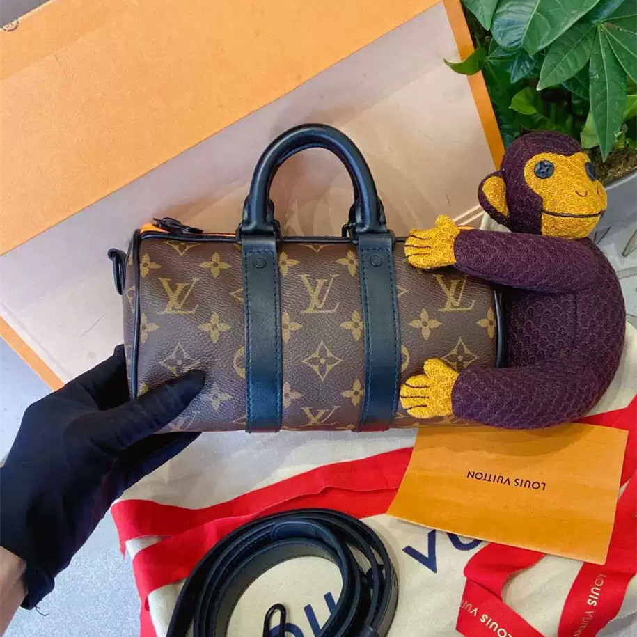 【bekas asli】（ m80118）Louis Vuitton KEEPALL NANO/tas bahu boneka monyet kecil/tas selempang/tas trave