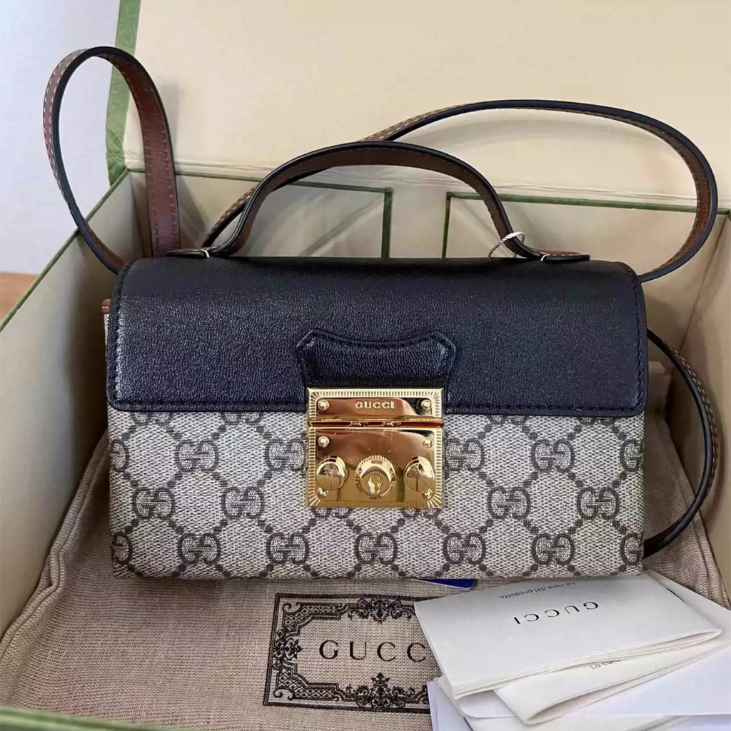 【bekas asli】（652683）Tas tangan mini GUCCI Gembok/tas kunci/tas bahu/tas selempang/tas tangan/kotak c