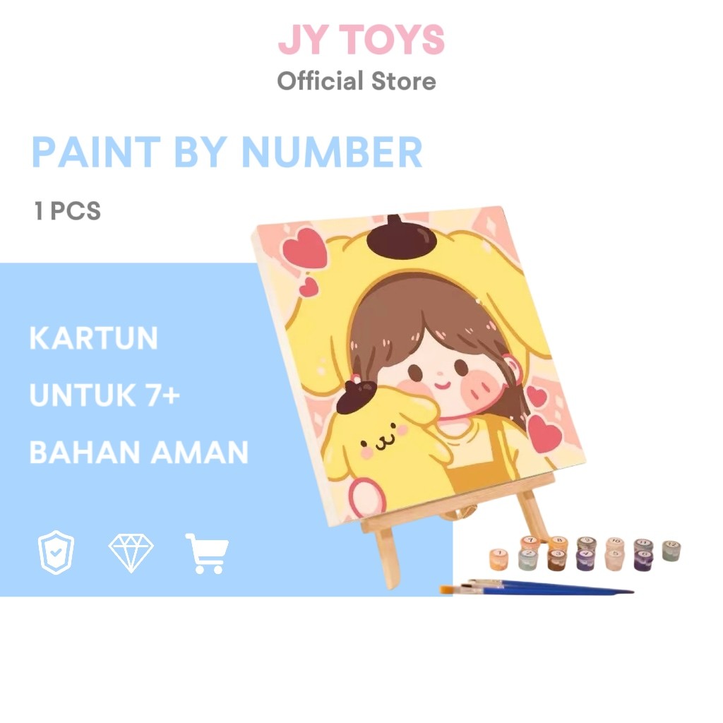 

20CM Paint By Number Kartun DIY Painting Kit Canvas Digital Melukis Mewarnai Kanvas Lukis