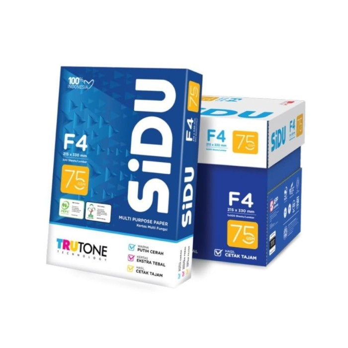 

SiDU Kertas Fotocopy 75 GSM F4 - 1 Boks /5 Rim