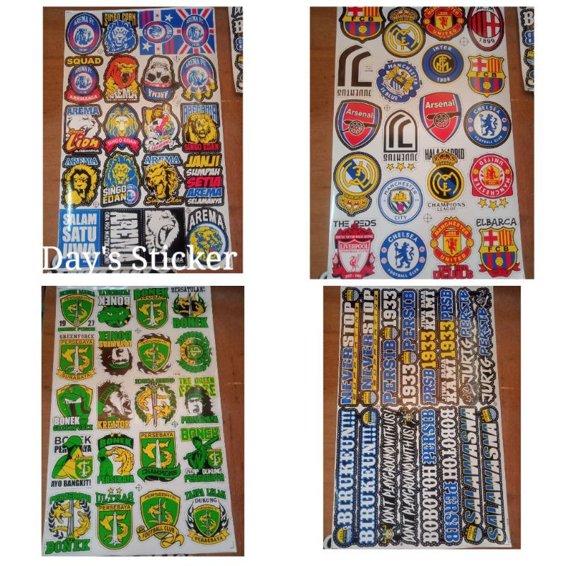 

Sticker Stiker Lembaran Sepakbola Logo/Arema/Persebaya/Persib/Club Luar PIALA DUNIA 1 Lembar Isi 20/24Pcs murah