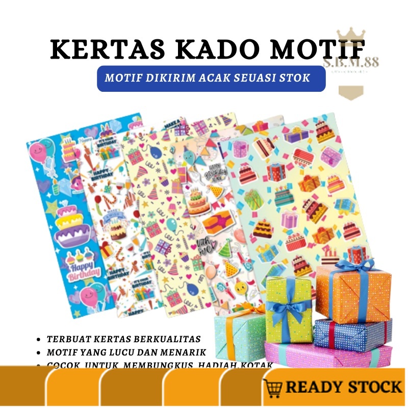 

SM88 -F302- Kertas Kado / 1 Pcs Kertas Kado Aneka Gambar Random / Kertas Kado Perpcs
