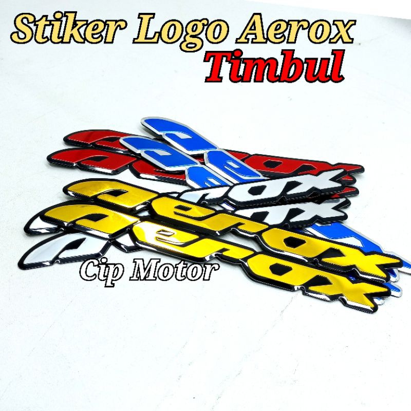 Stiker Logo Aerox Timbul Silver Biru Merah Gold prem aerox