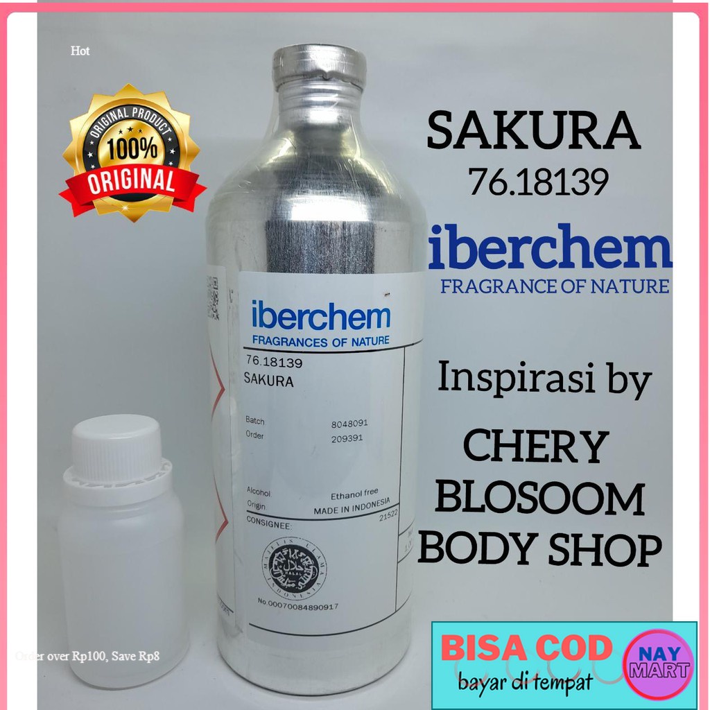 PARFUM SAKURA BIBT PARFUM MURNI EMASAN 100ML, BY IBERCHEM, inspirasi by cherry blossom body soap PAR