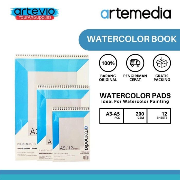 

[Best Seller] Watercolor Paper Artemedia / Kertas Cat Air / Watercolor Sketchbook - A4