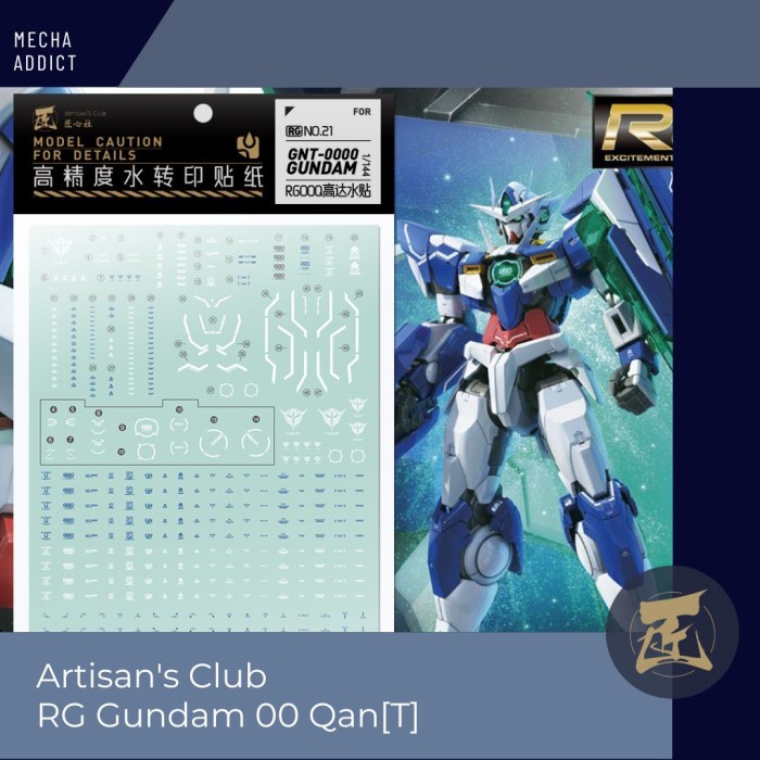 Water Slide Decal RG Gundam 00 QanT Qan[T] by Artisan's club