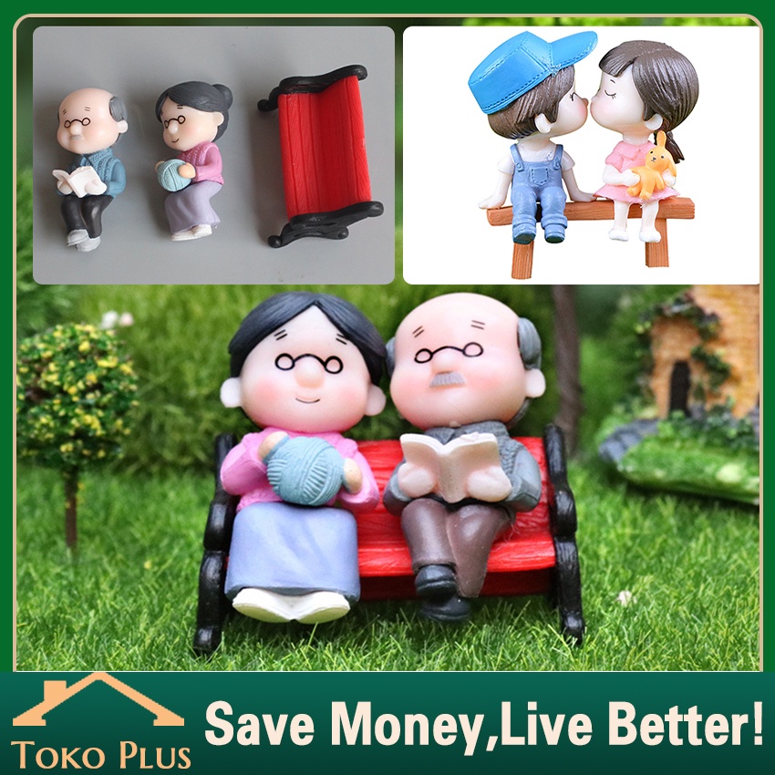 Mainan Miniatur Pasangan Kakek Nenek Untuk Dekorasi Taman Bonsai / Rumah Boneka