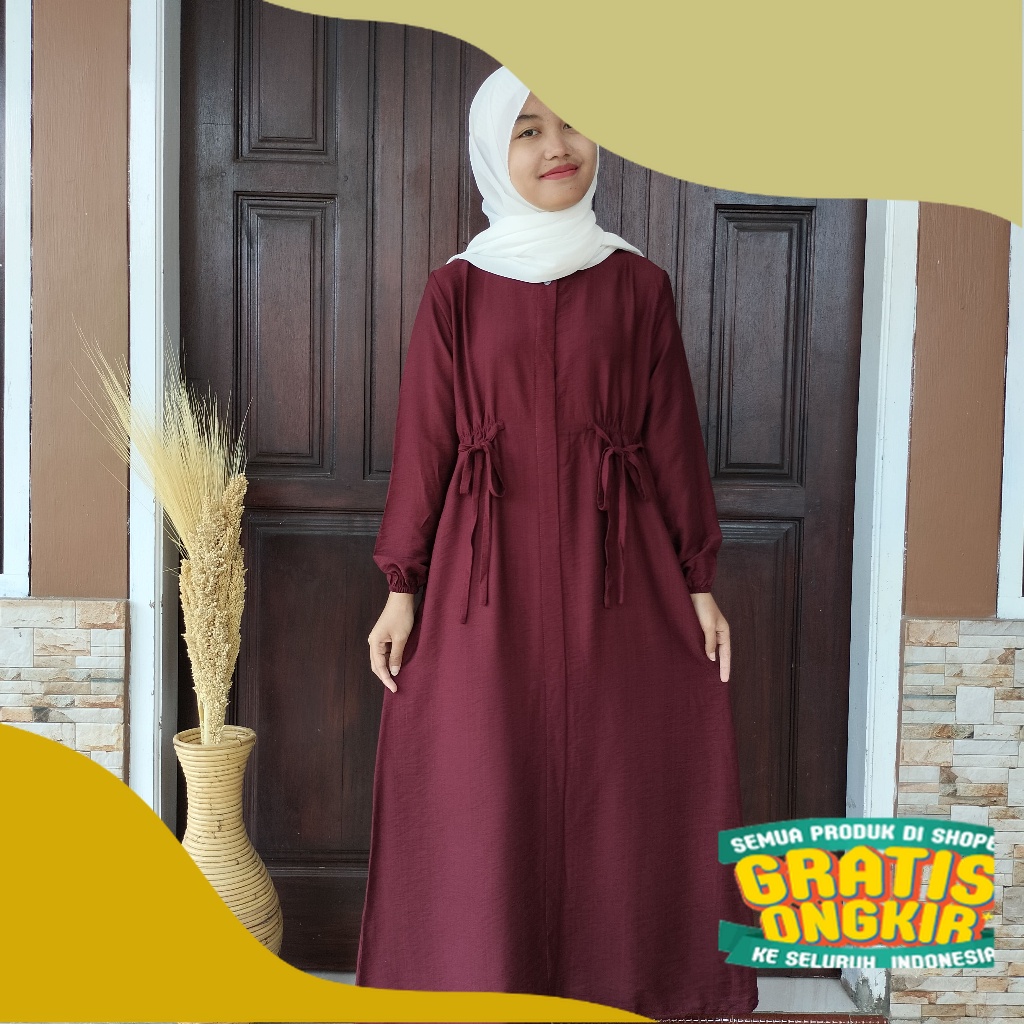 Gamis Anak Tanggung Usia 10 - 12 Tahun Safira Polo Linen / Gamis Anak Perempuan Tanggung/ Bigsize ju