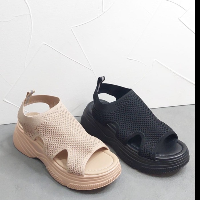 [KIA] Fleurette| Sepatu Sendal Wanita |ELSA - BLACK, 38