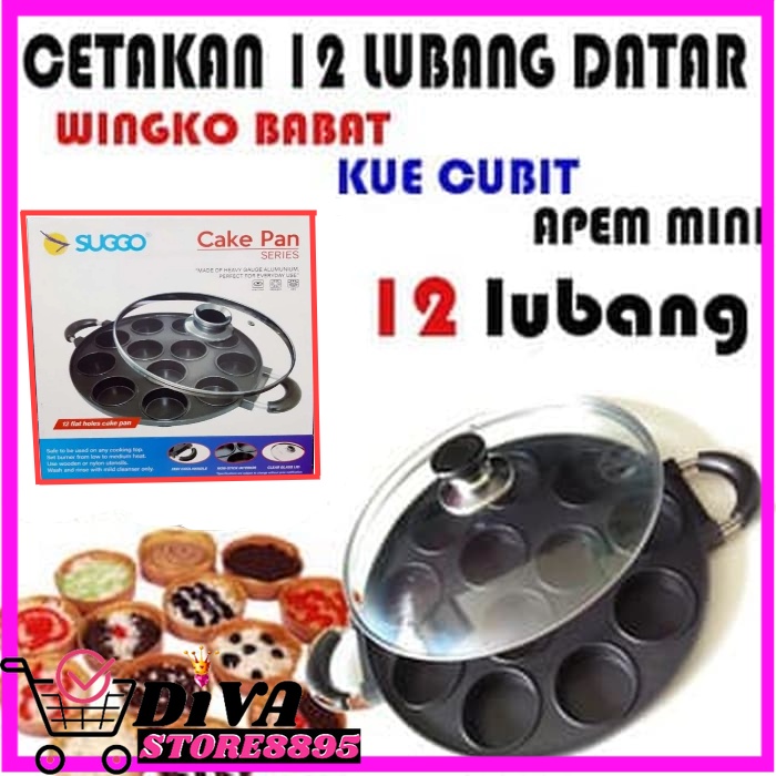 Cetakan Kue 12 Lubang Suggo - Cetakan Kue Lumpur Suggo 12 Lubang Martabak Super Mini Cetakan Kue Lum