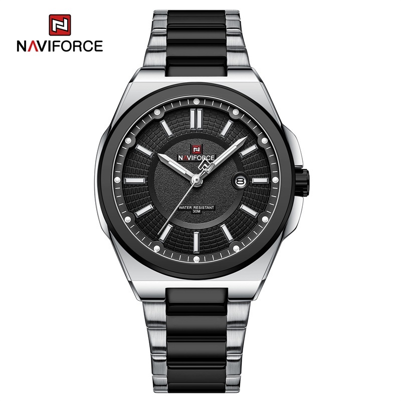 Jam Tangan Pria Naviforce 9212 Fashion Kasual Bisnis Rantai Stainless Steel Original Watch tahan air
