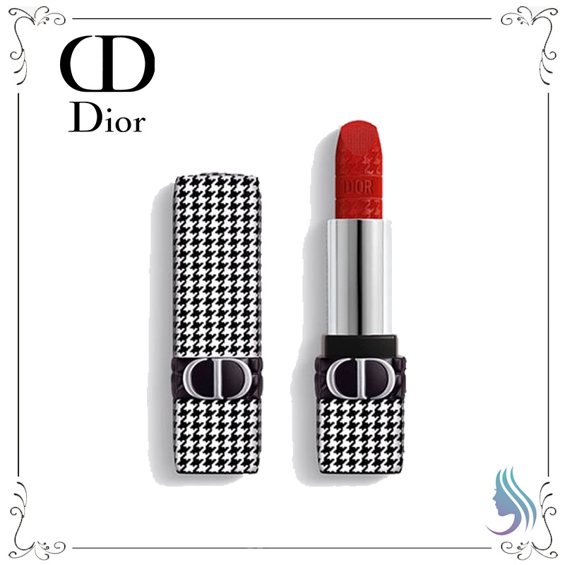 【COD】 Dior houndstooth lipstik ROUGE DIOR NEW LOOK EDITION Lipstick and colored lip balm - floral li
