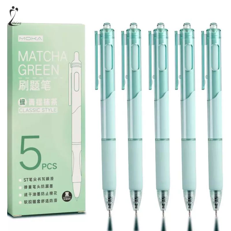 

5pcs Morandi Color Sederhana Gel Pen Set 0.5mm Black Ink Pena Siswa Super Smooth Pena Kreatif Z