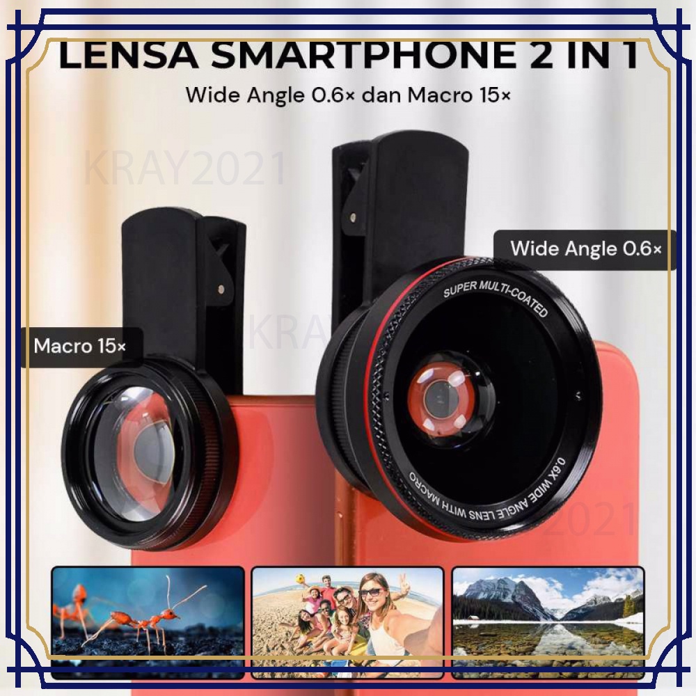 Lensa Smartphone 2 in 1 Wide Angle 0.6X Macro 15X -SP988