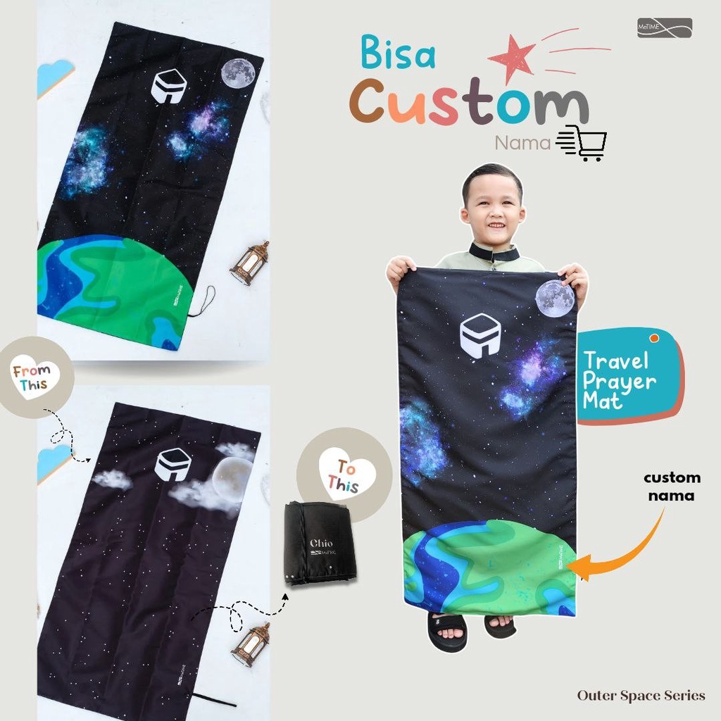Sajadah Travel Anak Custom Nama MeTime / Sajadah Travel / Sajadah Custom (Outer Space Series)