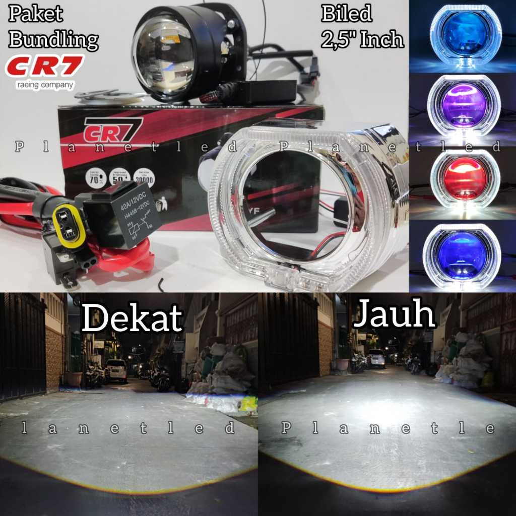PROMO11.11 Paket Bundling Murah Lampu Biled CR7 + Shroud + Kabel Relay Set Premium Satu Paket Biled
