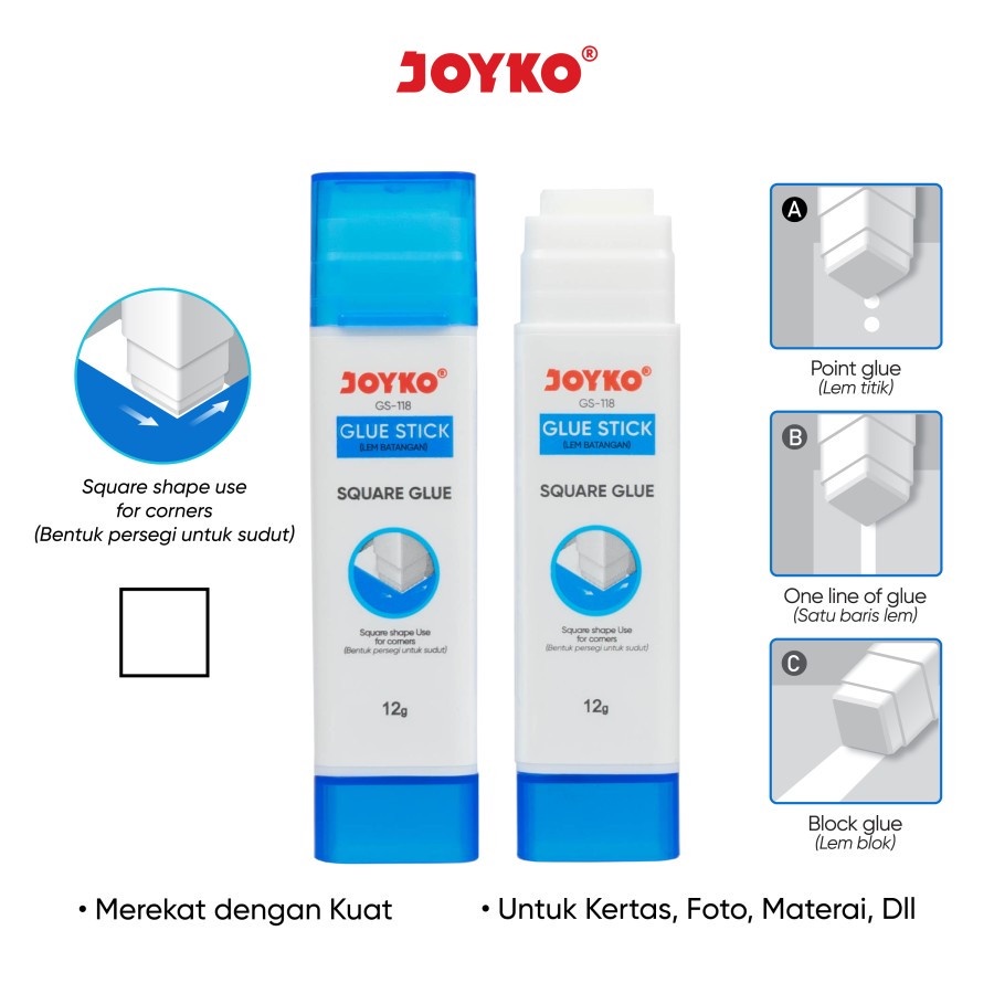 

JOYKO Glue Stick Square Glue GS-118 Lem Stik Bentuk Persegi