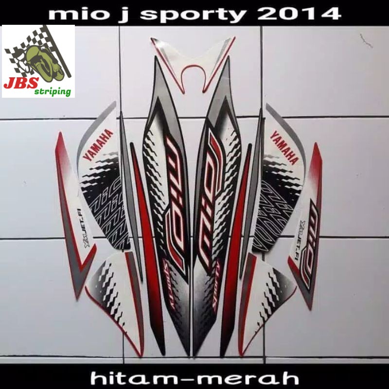stiping mio j stiker  yamaha mio j sporty 2013 2014 hitam merah