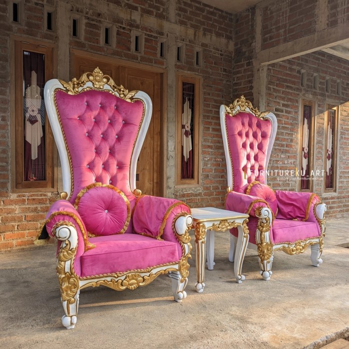 Kursi sofa Syahrini ukir kayu jati finishing emas - 1 set