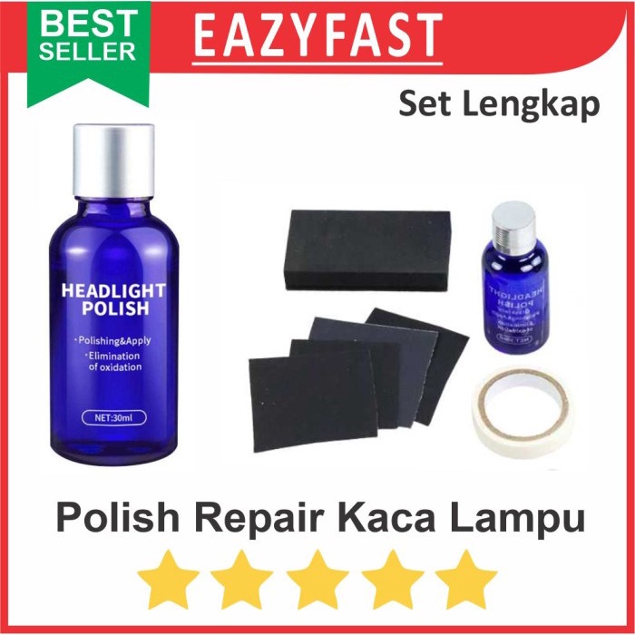 Set Kit Poles Reparasi Mika Lampu Mobil Kuning Kusam Polish Bening