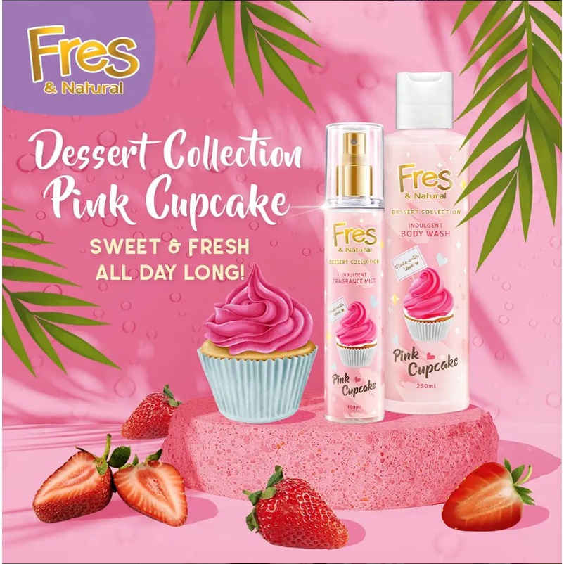 Fres & Natural Sabun Mandi Cair Pink Cupcake Pouch 400 ml x2 - Gambar 3