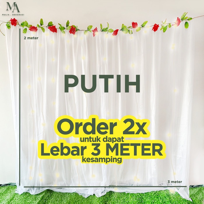 Kain Dekorasi Backdrop Tiang Abutai Tile Sudah Dijahit Lamaran Nikahan - Putih BW