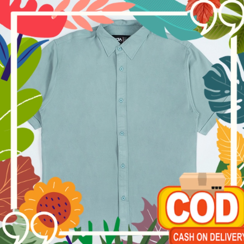Nsa Ind Kemeja Short Shirt Matvey  Sage Green  Unisex/ Murah lebay