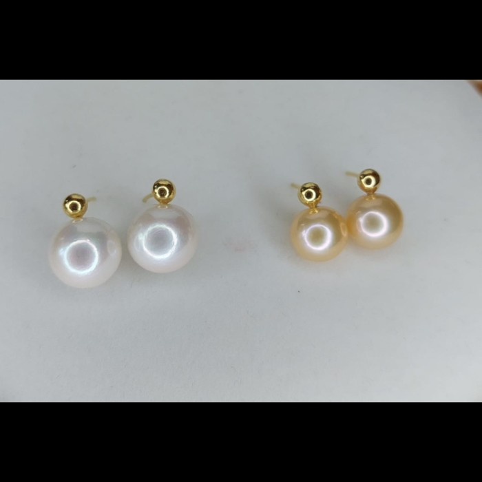 Perhiasan Giwang Tusk Emas 18 Karat dengan Mutiara Edison AAA Premium