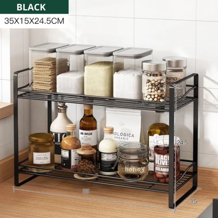 

Rak Dapur Rak bumbu style 2 susun Rak serbaguna - Hitam