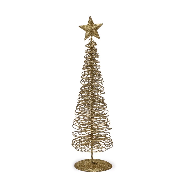 

AR // Pajangan Hiasan Pohon Natal Meja Kawat Ulir Full Gold / Besar 30cm