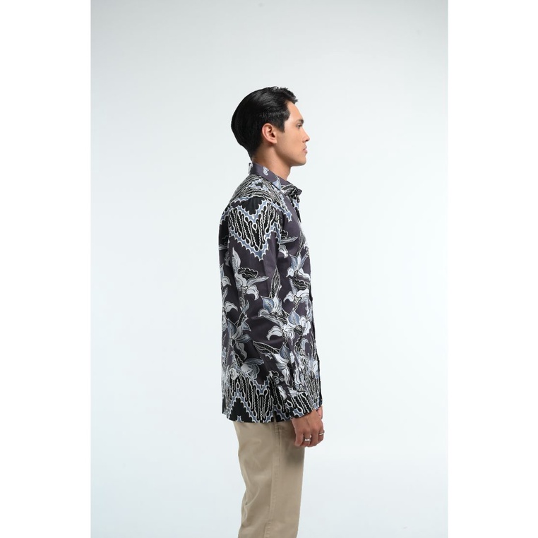 Manzone Kemeja Batik Lengan Panjang Pria ZBB-ATRAYA 5- DARK GREY