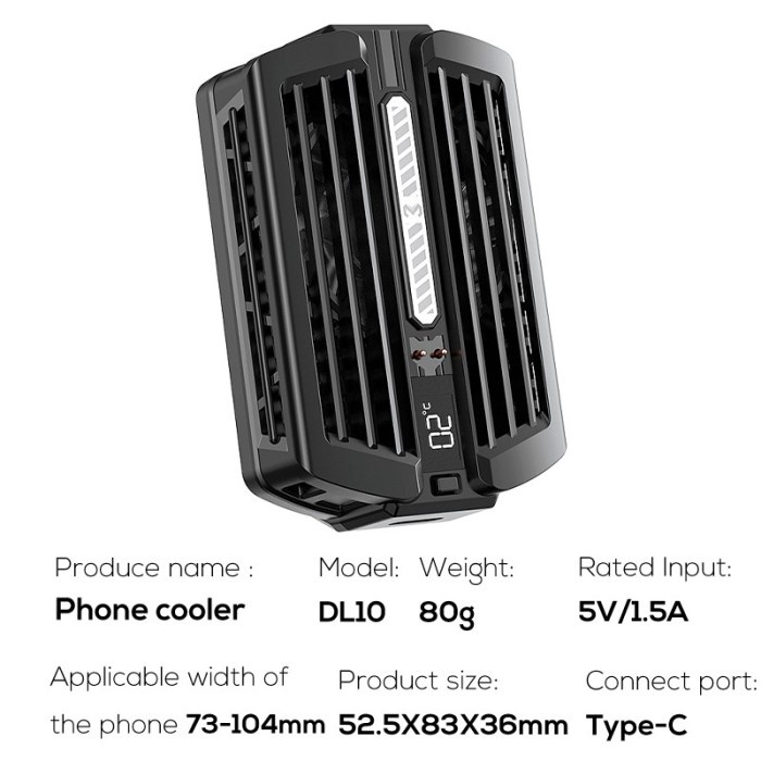 MURAH-  MEMO DL10 Fan Cooler Phone Cooler with Recharge Battery CoolingFan RGB - 2K Mah Batt- 1.2.23