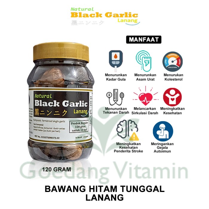 

[New] BLACK GARLIC LANANG NATURAL REGULAR 120GR BAWANG PUTIH HITAM TUNGGAL