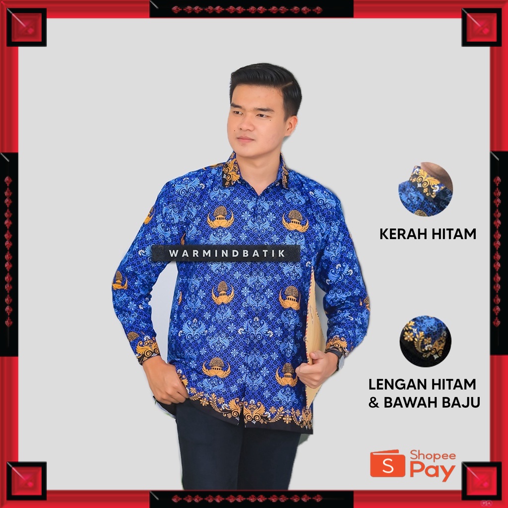 12.12 SERAGAM SALE / BAJU KEMEJA KORPRI PRIA C50s KERAH HITAM FULL FURING BATIK LENGAN PANJANG TERBA