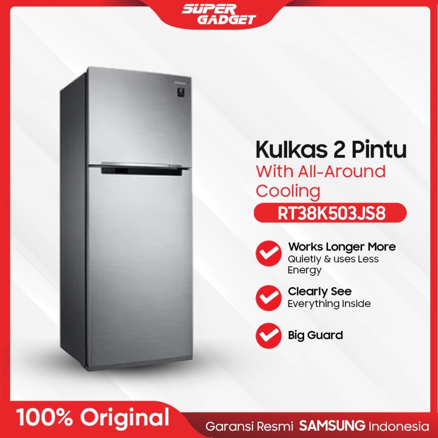 Samsung Kulkas 2 Pintu dengan All-Around Cooling, 384 L - RT38K503JS8