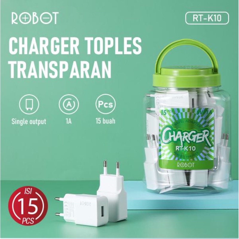 Adaptor Charger Robot RT-K10 Batok Charger 5V / 1A 1 Toples Isi 15 Pcs Original Batok Cas Kepala Car