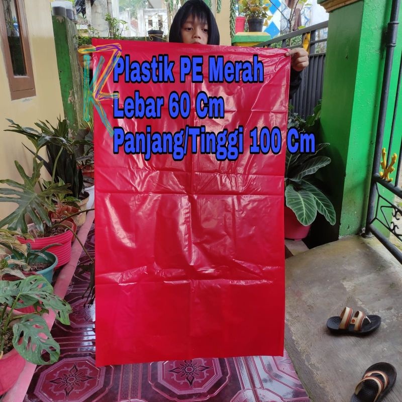 Kantong Plastik Warna Besar 60x100cm Plastik Serbaguna Sampah Barang dll Plastik Merah 60 x 100