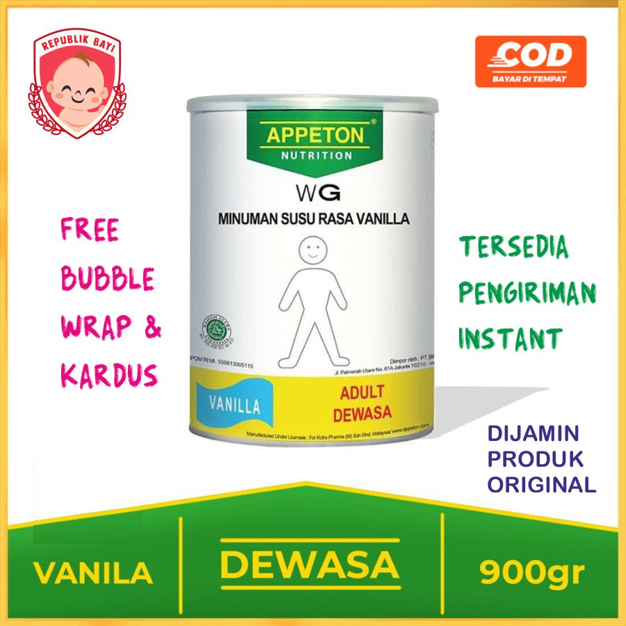 

Appeton Weight Gain Adult Dewasa Vanila Vanilla 900gr MURAH GRATIS DUS BUBBLE WRAP